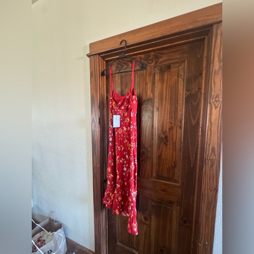 Reformation Camira Crepe Midi-Dress in Borsa Floral Red NEW NWT - Picture 3 of 3